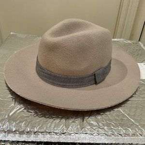100% WOOL BEIGE TAUPE CLASSIC FELT HAT